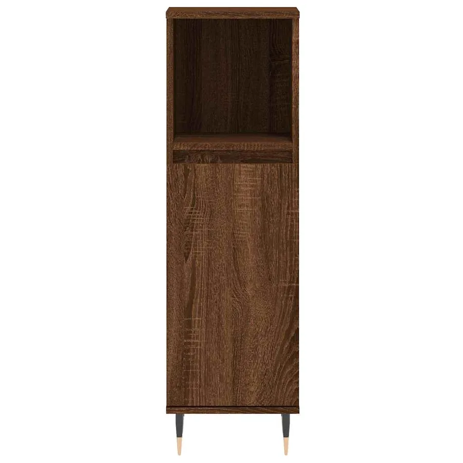 Armoire de bain chêne marron 30x30x100 cm bois d'ingénierie - 5