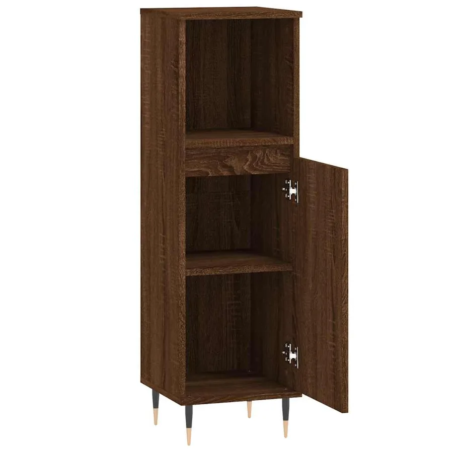 Armoire de bain chêne marron 30x30x100 cm bois d'ingénierie - 6