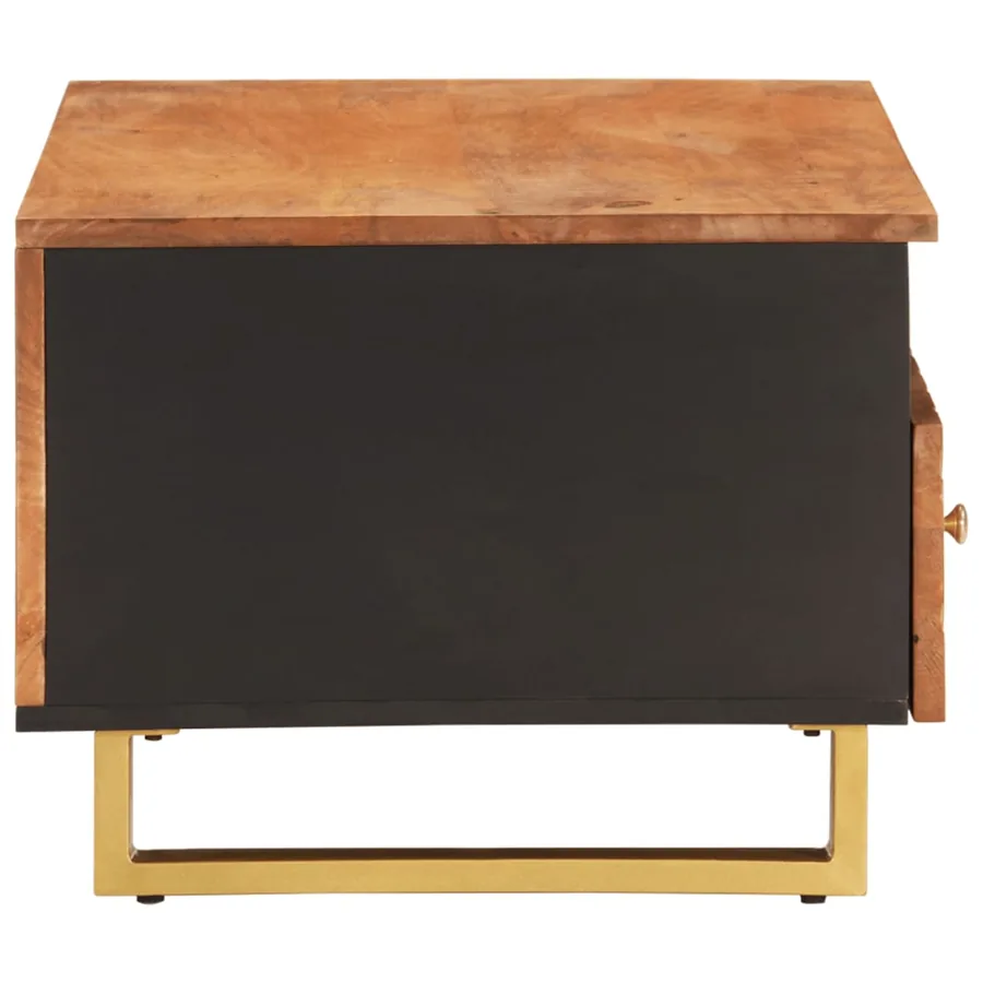 Table basse marron et noir 80x54x40 cm bois de massif manguier - 5