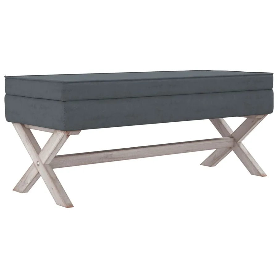 Tabouret de rangement Gris foncé 110x45x49 cm Velours - 2