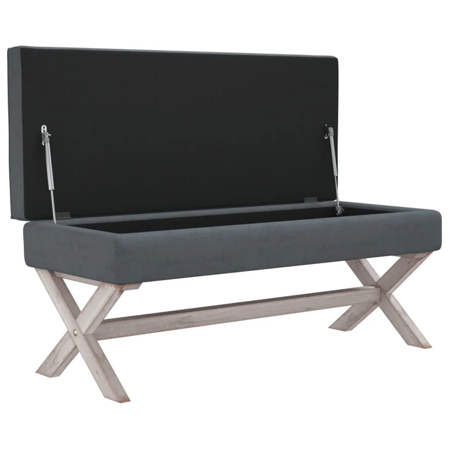 Tabouret de rangement Gris foncé 110x45x49 cm Velours - 4