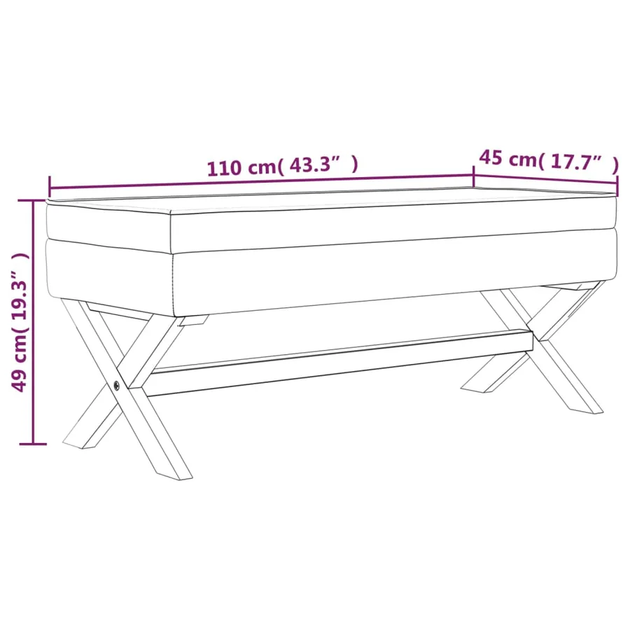Tabouret de rangement Gris foncé 110x45x49 cm Velours - 7