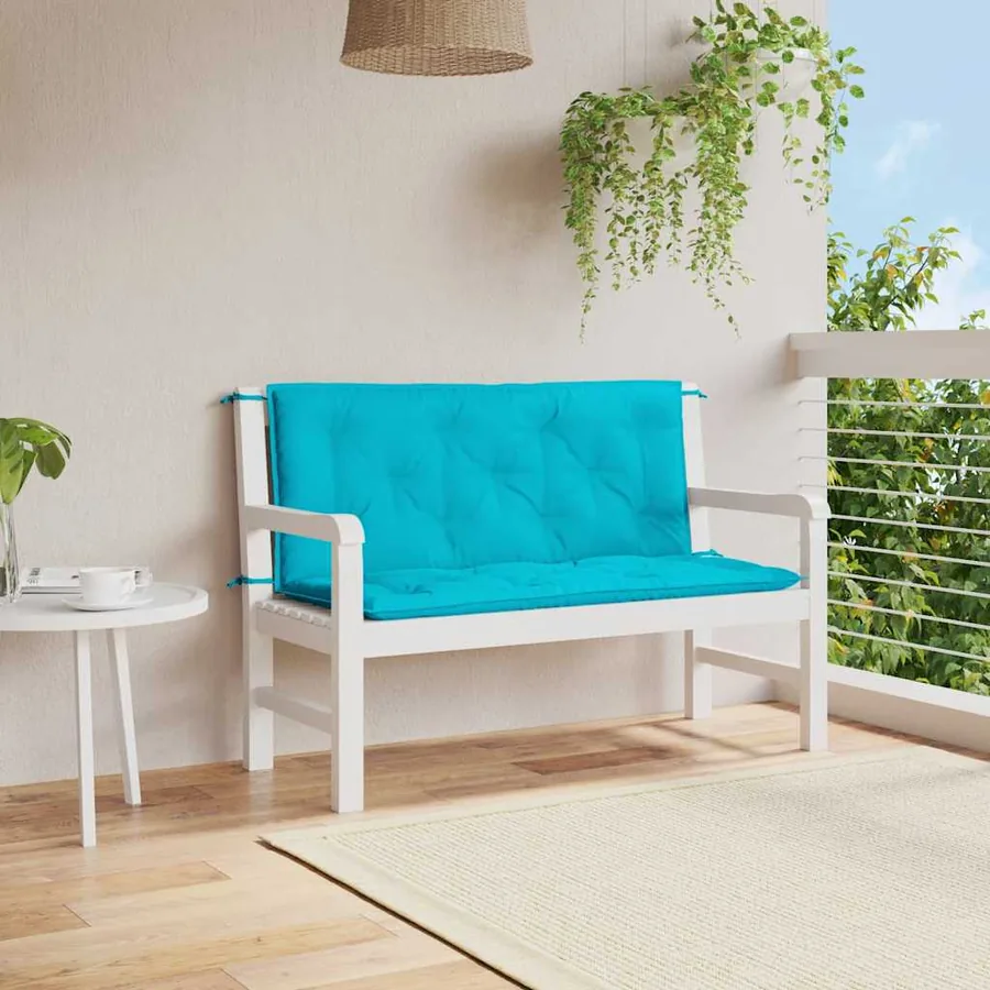 Coussins de banc de jardin lot de 2 turquoise 120x50x7 cm tissu