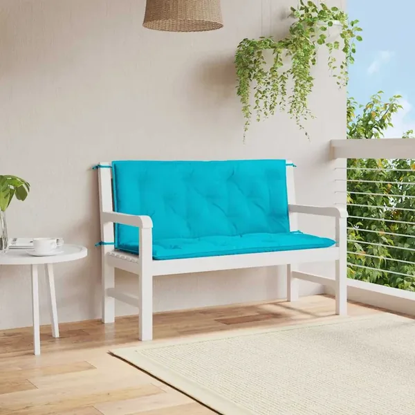 Coussins de banc de jardin lot de 2 turquoise 120x50x7 cm tissu