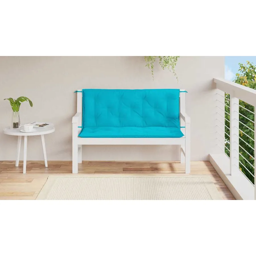 Coussins de banc de jardin lot de 2 turquoise 120x50x7 cm tissu - 3