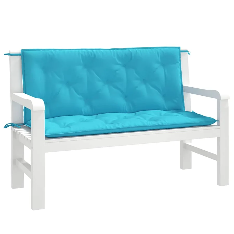 Coussins de banc de jardin lot de 2 turquoise 120x50x7 cm tissu - 4