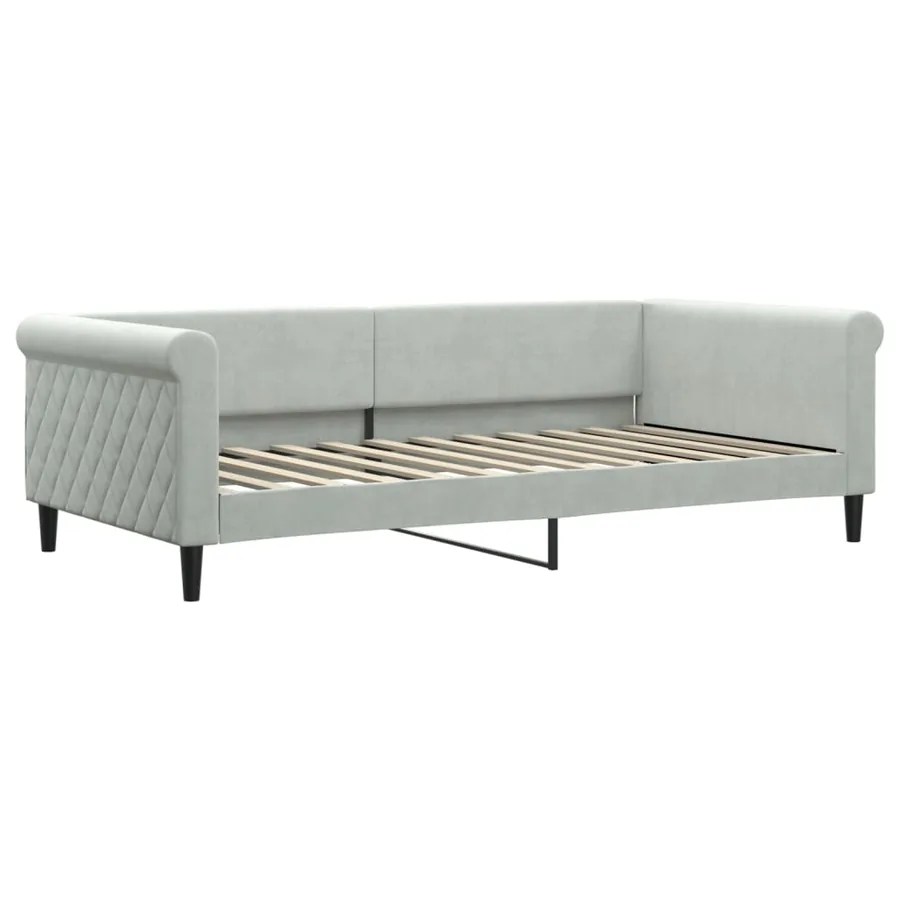 Lit de jour et gigogne et matelas gris clair 100x200 cm velours - 4