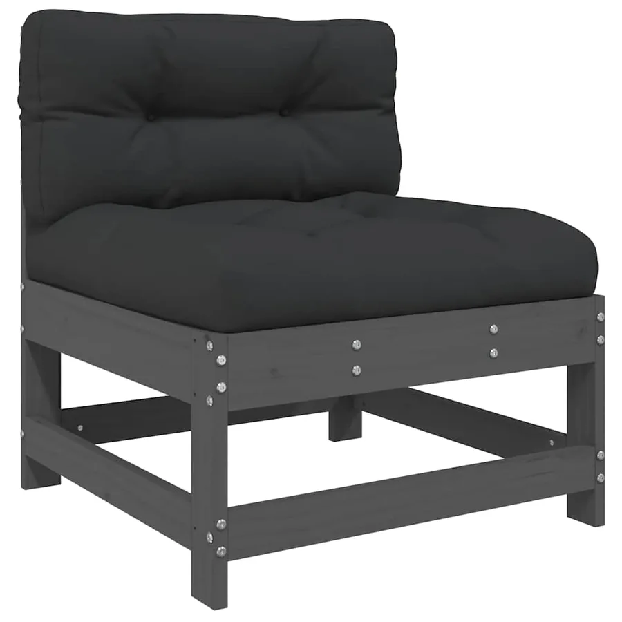Canapés centraux avec coussins 2 pcs gris bois de pin massif - 4