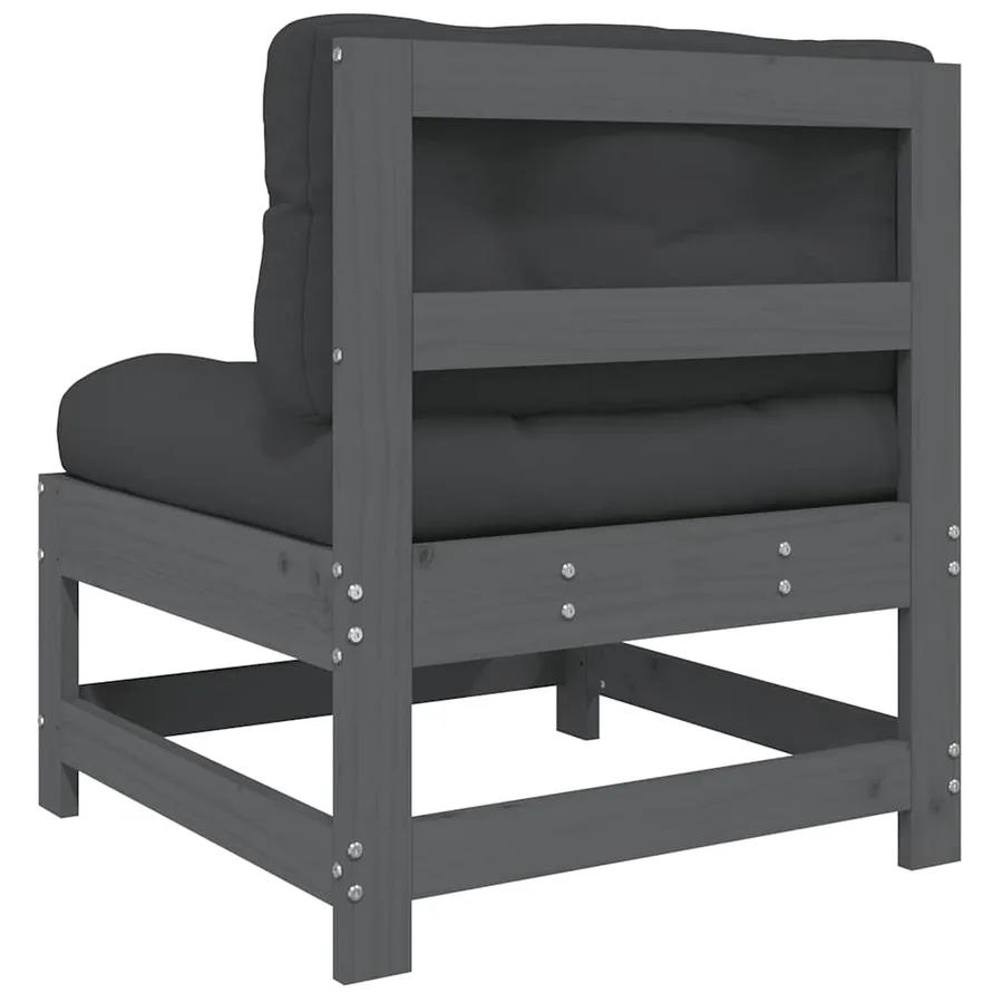 Canapés centraux avec coussins 2 pcs gris bois de pin massif - 6