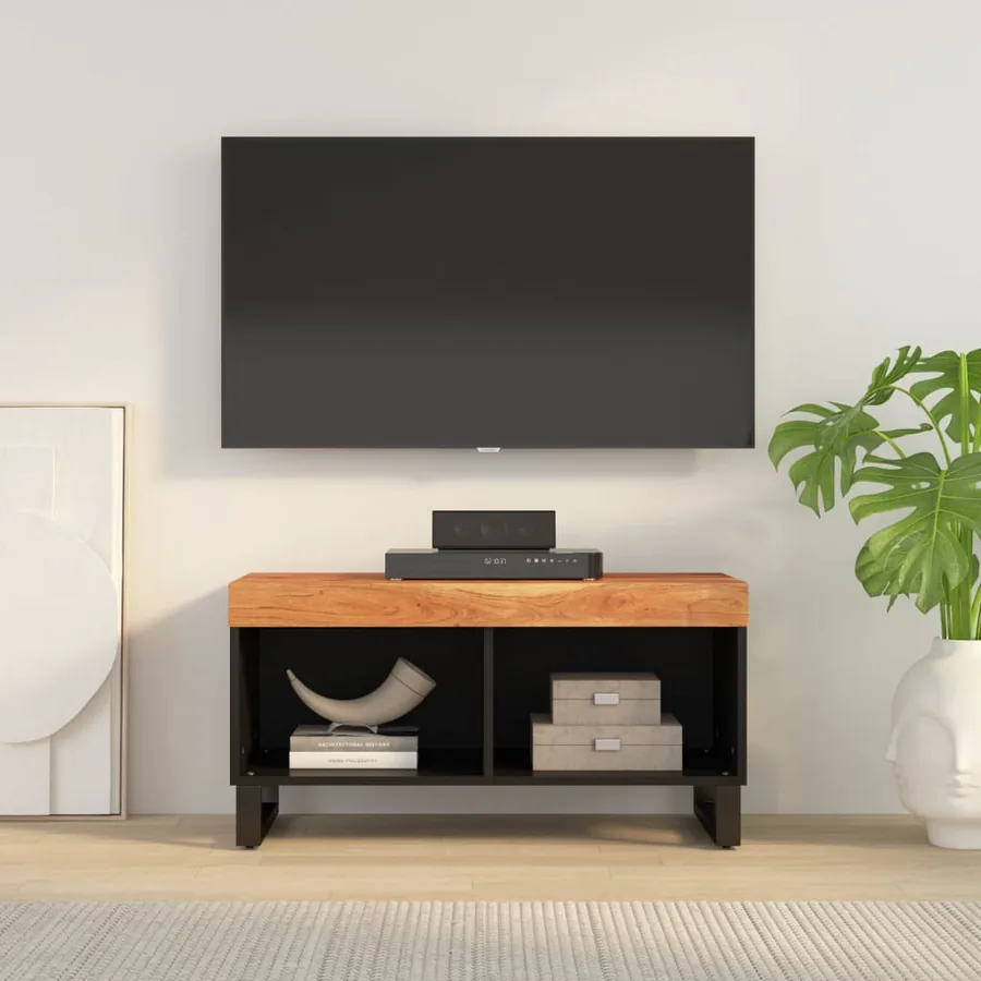 Meuble TV 85x33x43,5 cm bois d'acacia massif