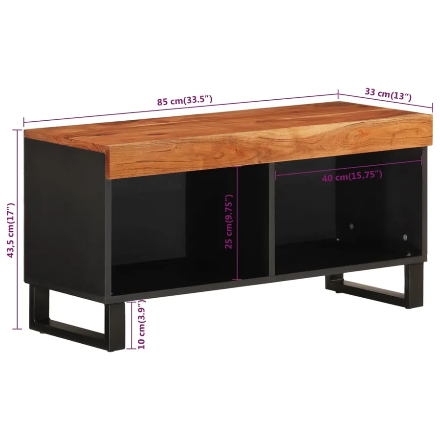 Meuble TV 85x33x43,5 cm bois d'acacia massif - 8