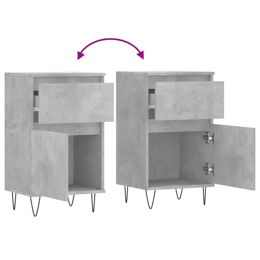 Buffets 2 pcs gris béton 40x35x70 cm bois d'ingénierie - 10