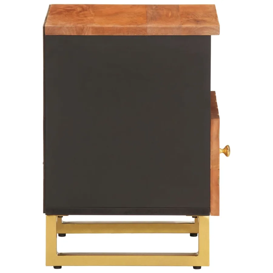 Table de chevet marron et noir bois de manguier solide - 5