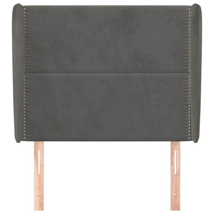 Tête de lit avec oreilles Gris foncé 93x23x118/128 cm Velours - 3
