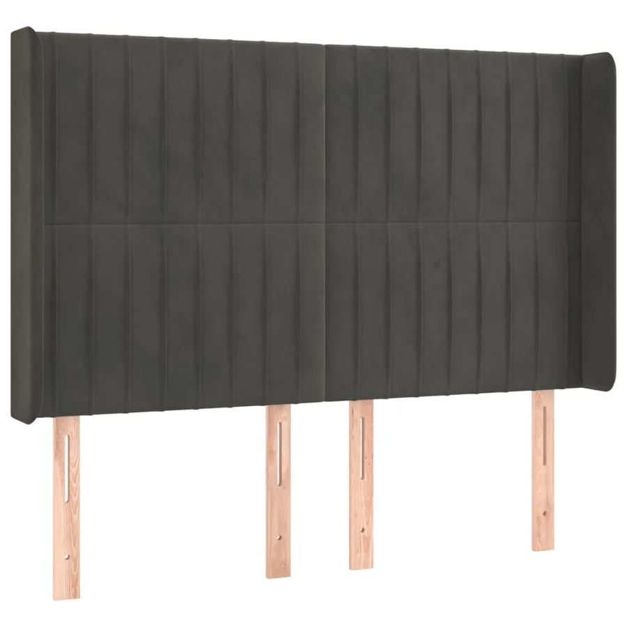 Tête de lit à LED Gris foncé 147x16x118/128 cm Velours - 3