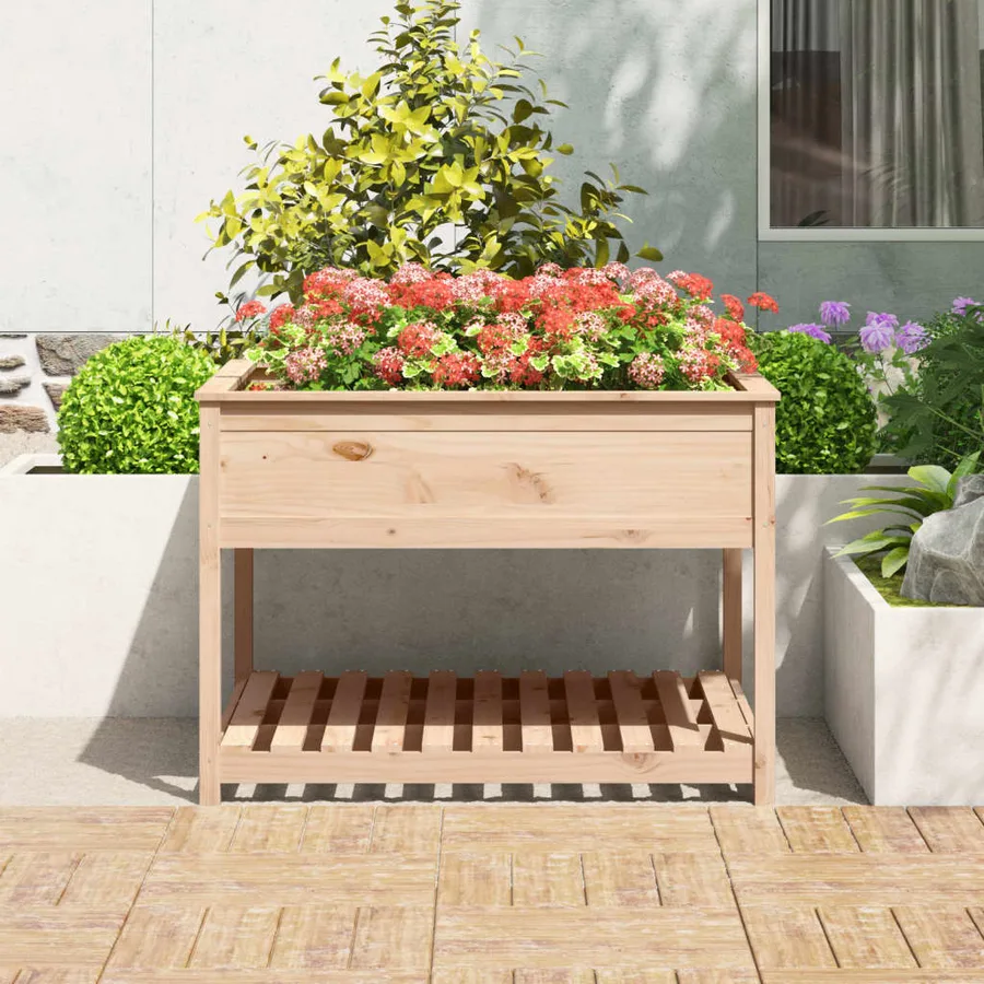 Jardinière avec étagère 111,5x111,5x81 cm Bois massif de pin - 3