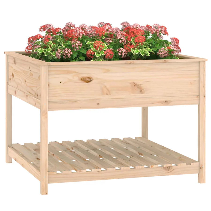 Jardinière avec étagère 111,5x111,5x81 cm Bois massif de pin - 4