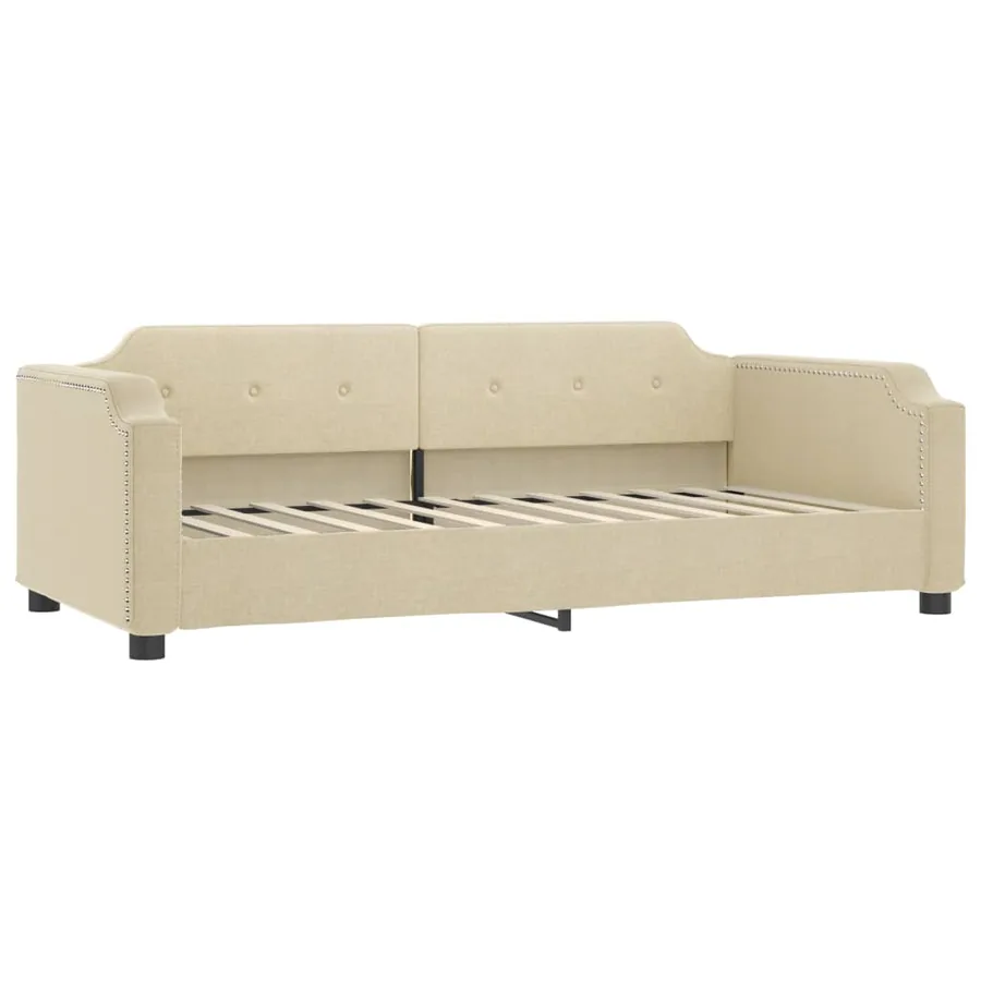Lit de jour avec lit gigogne crème 100x200 cm tissu - 5