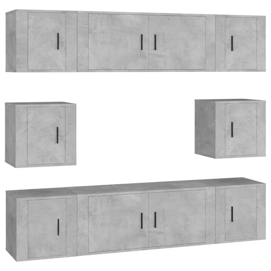 Ensemble de meubles TV 8 pcs Gris béton Bois d'ingénierie - 2