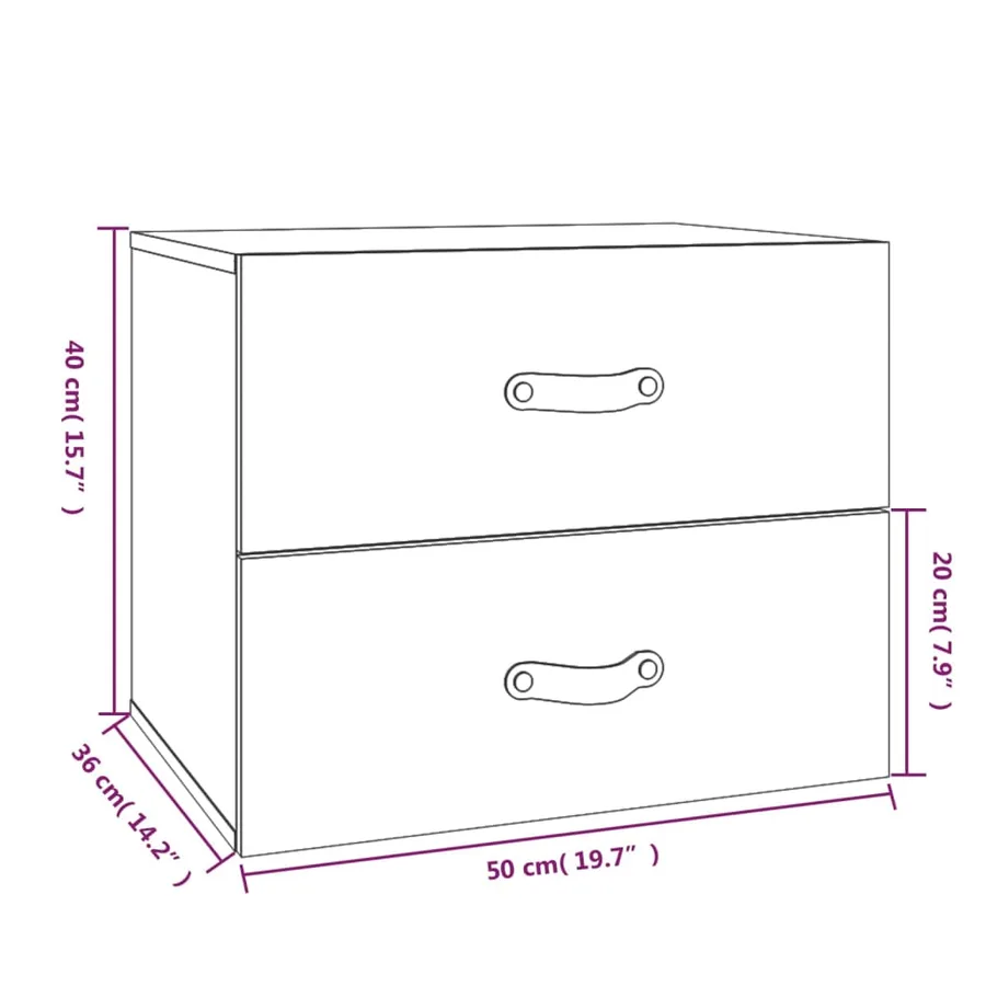 Tables de chevet murales 2 pcs Blanc 50x36x40 cm - 9