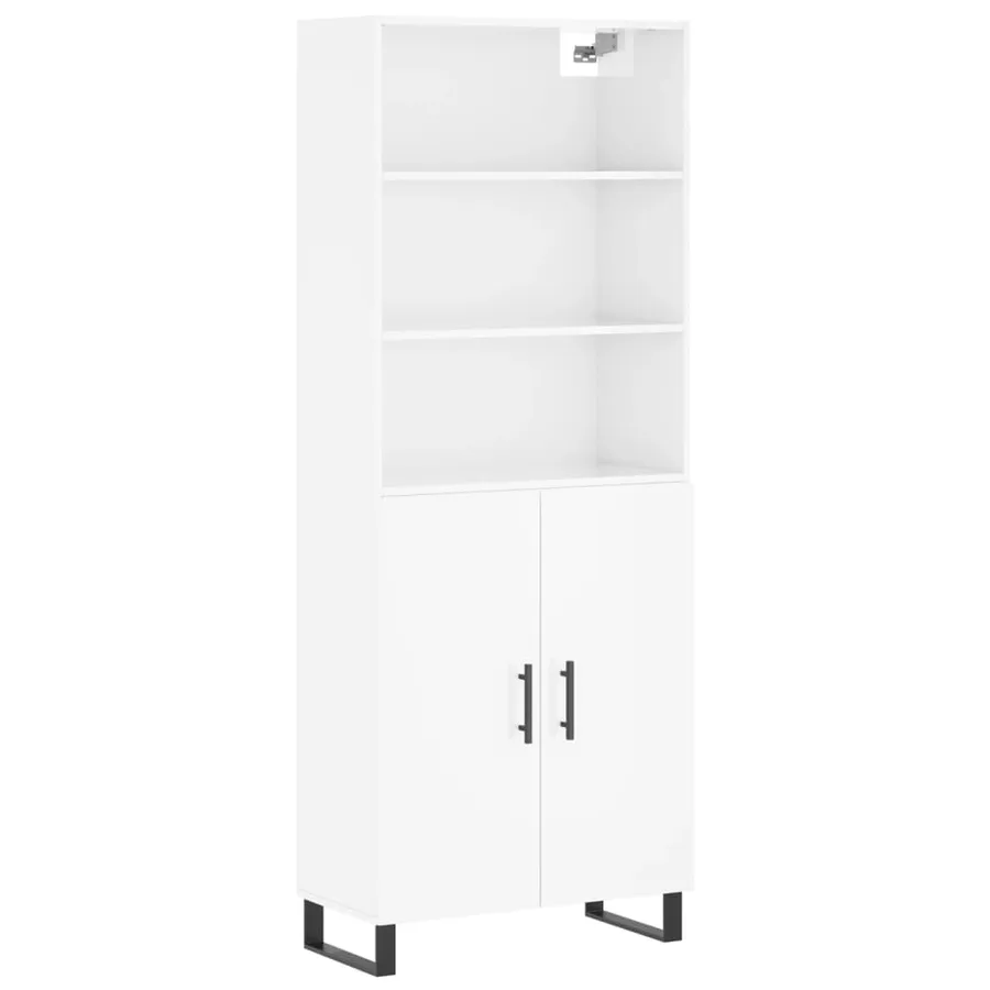 Buffet haut Blanc brillant 69,5x34x180 cm Bois d'ingénierie - 2