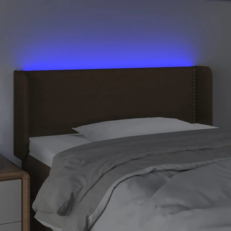 Tête de lit à LED Marron foncé 103x16x78/88 cm Tissu - 4