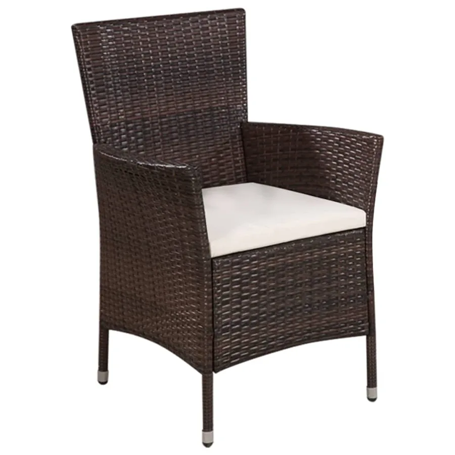 Chaise et tabouret d'extérieur et coussins Résine tressée Brun - 2