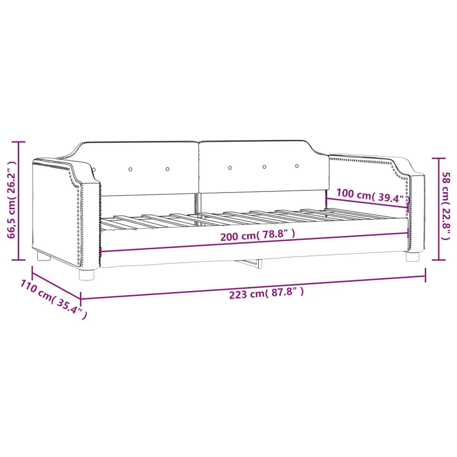 Lit de repos crème 100x200 cm tissu - 8