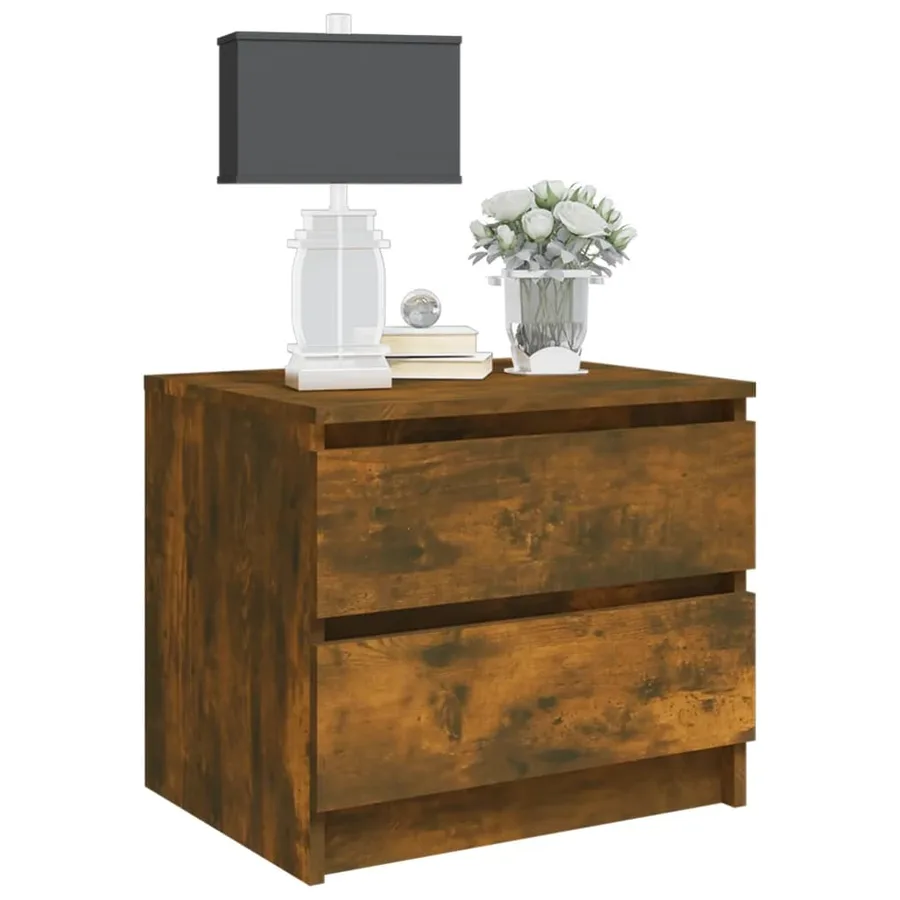 Table de chevet Chêne fumé 50x39x43,5 cm Bois d'ingénierie - 5