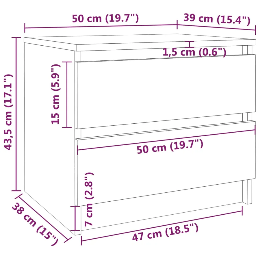 Table de chevet Chêne fumé 50x39x43,5 cm Bois d'ingénierie - 7