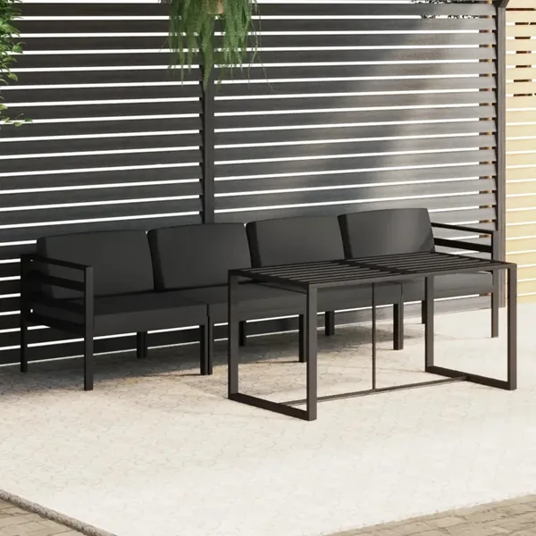 Salon de jardin 5 pcs avec coussins Aluminium Anthracite