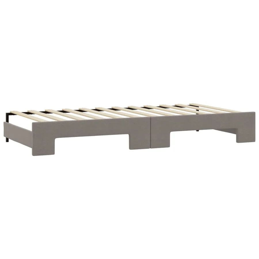 Lit de jour avec gigogne et matelas taupe 100x200 cm tissu - 5