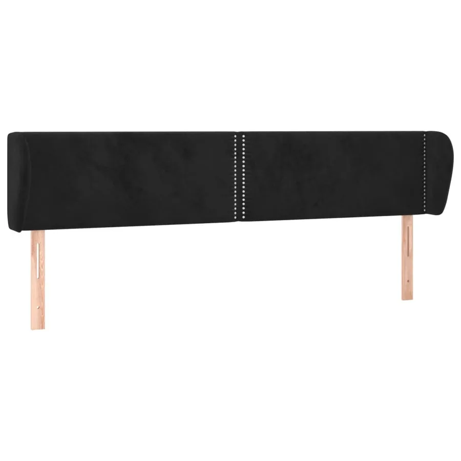 Tête de lit avec oreilles Noir 183x23x78/88 cm Velours - 2