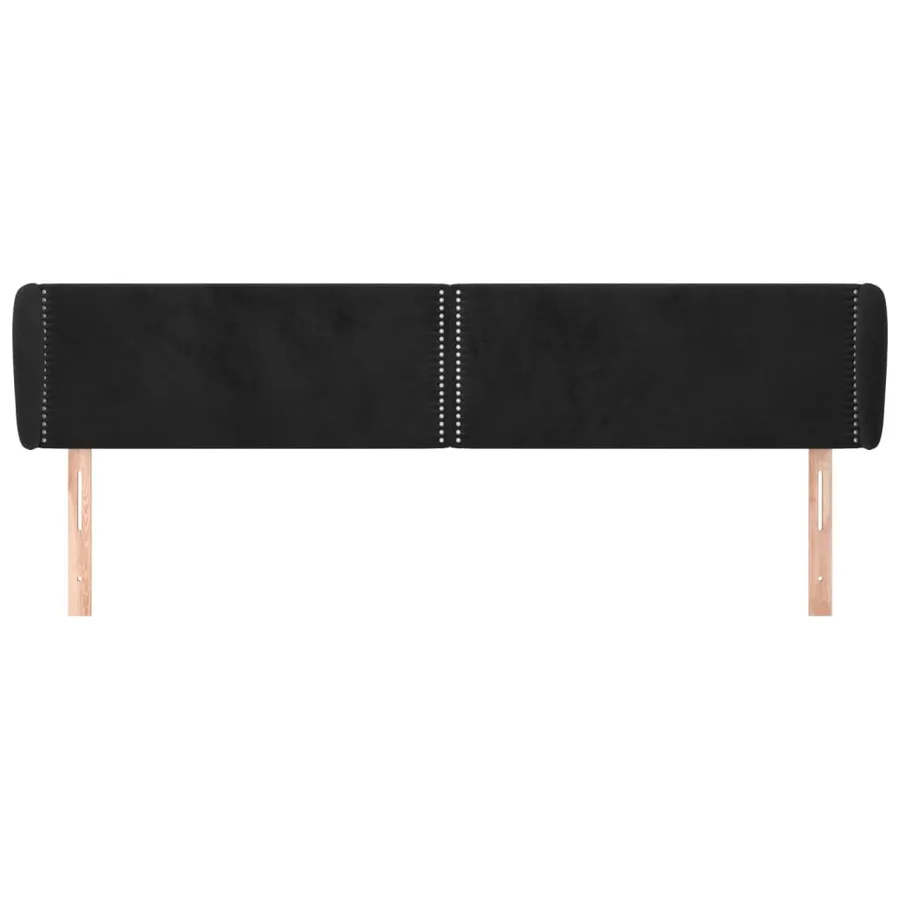 Tête de lit avec oreilles Noir 183x23x78/88 cm Velours - 3