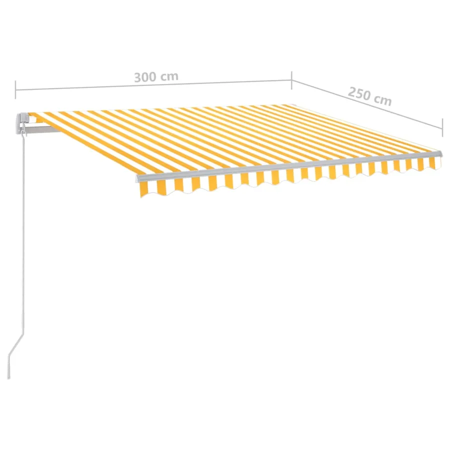 Auvent manuel rétractable avec LED 300x250 cm Jaune et blanc - 7