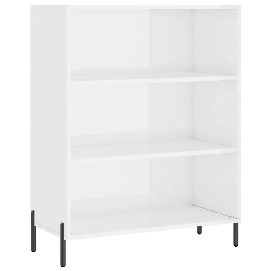 Buffet blanc brillant 69,5x32,5x180 cm bois d'ingénierie - 4