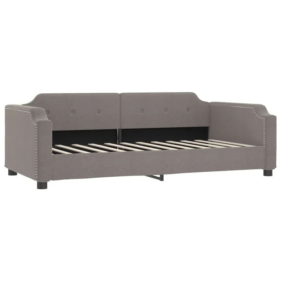 Lit de jour avec gigogne et matelas taupe 90x200 cm tissu - 4