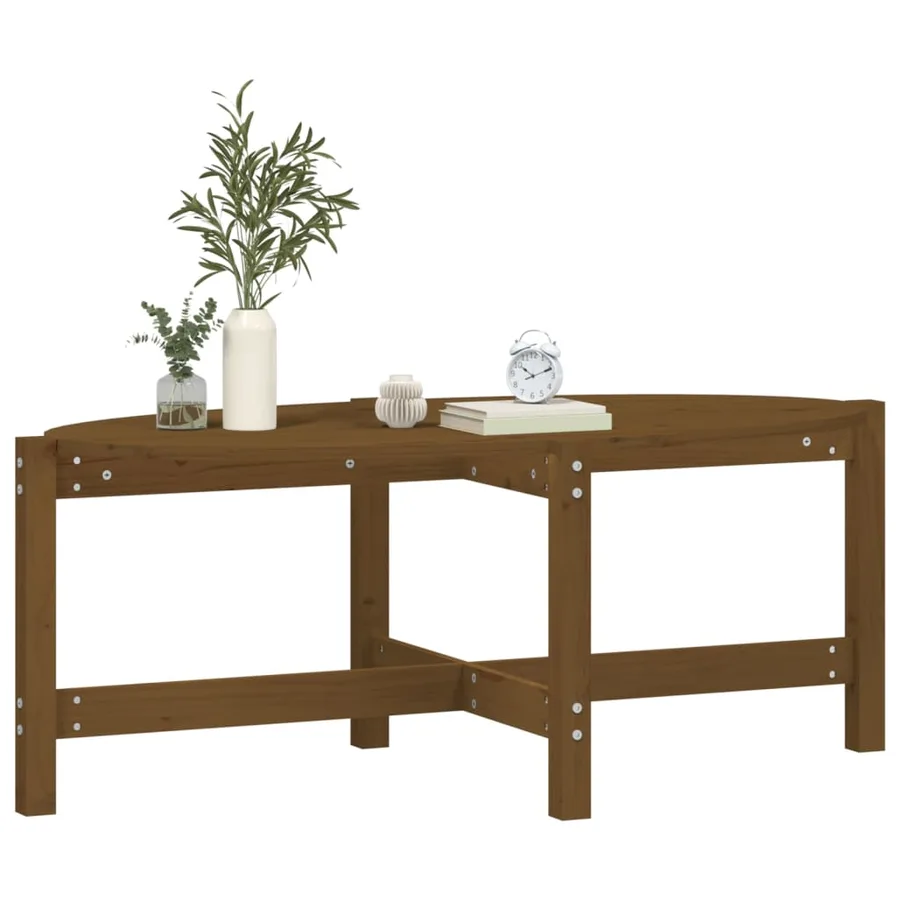 Table basse Marron miel 118x63x45 cm Bois massif de pin - 4