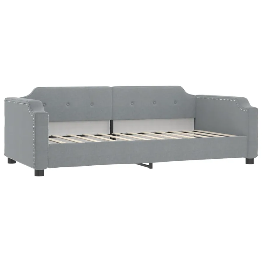 Lit de jour avec gigogne et matelas gris clair 100x200 cm tissu - 4