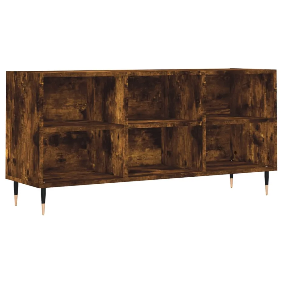 Meuble TV chêne fumé 103,5x30x50 cm bois d'ingénierie - 2