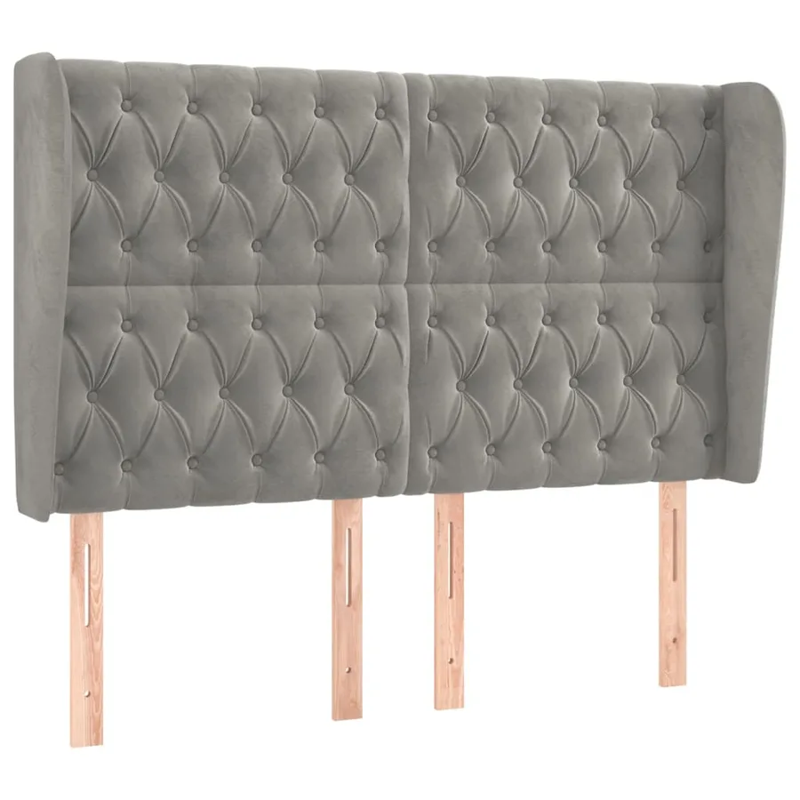 Tête de lit avec oreilles Gris clair 147x23x118/128 cm Velours - 2