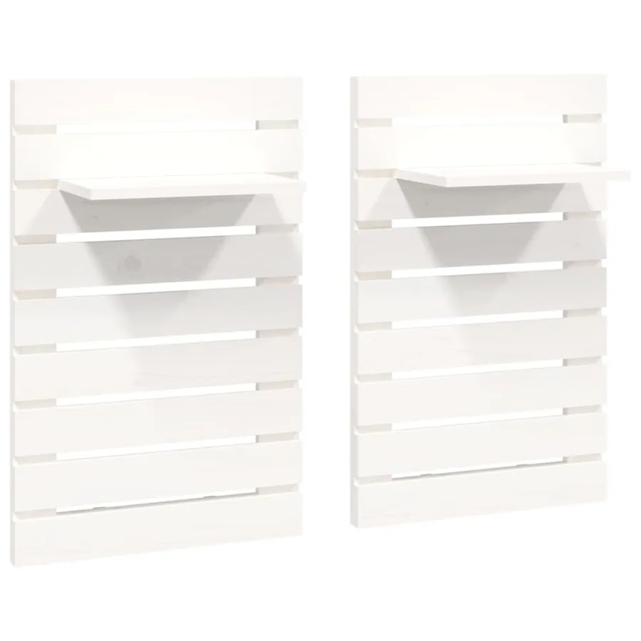 Étagères de chevet murales 2 pcs Blanc Bois de pin massif - 2