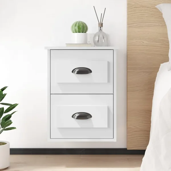 Table de chevet murale blanc 41,5x36x53 cm