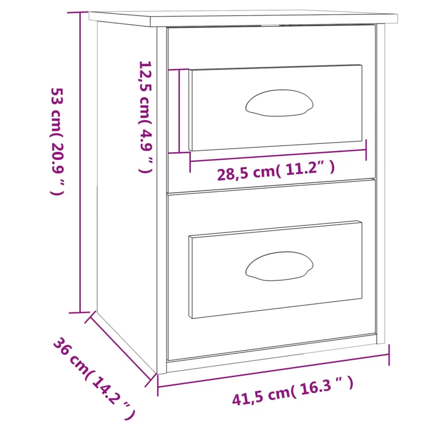 Table de chevet murale blanc 41,5x36x53 cm - 11