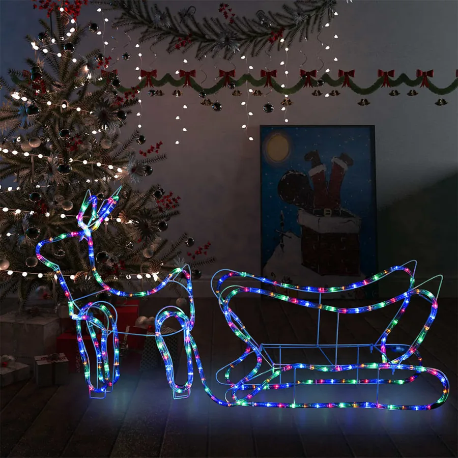 Décoration de Noël d'extérieur Renne et traîneau 252 LED