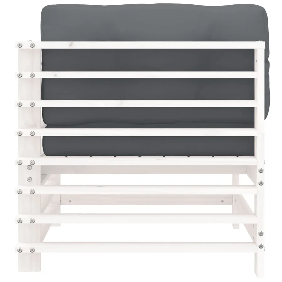 Canapé d'angle avec coussins blanc bois de pin solide - 4