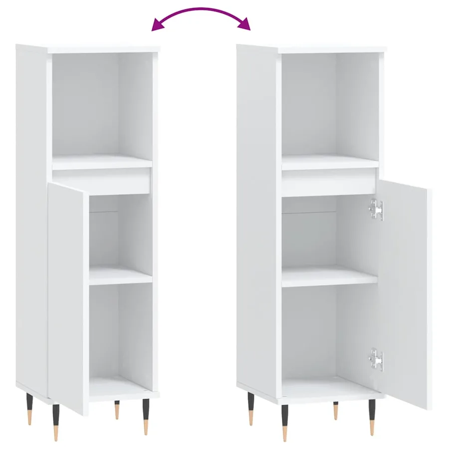 Armoire de salle de bain blanc 30x30x100 cm bois d'ingénierie - 9