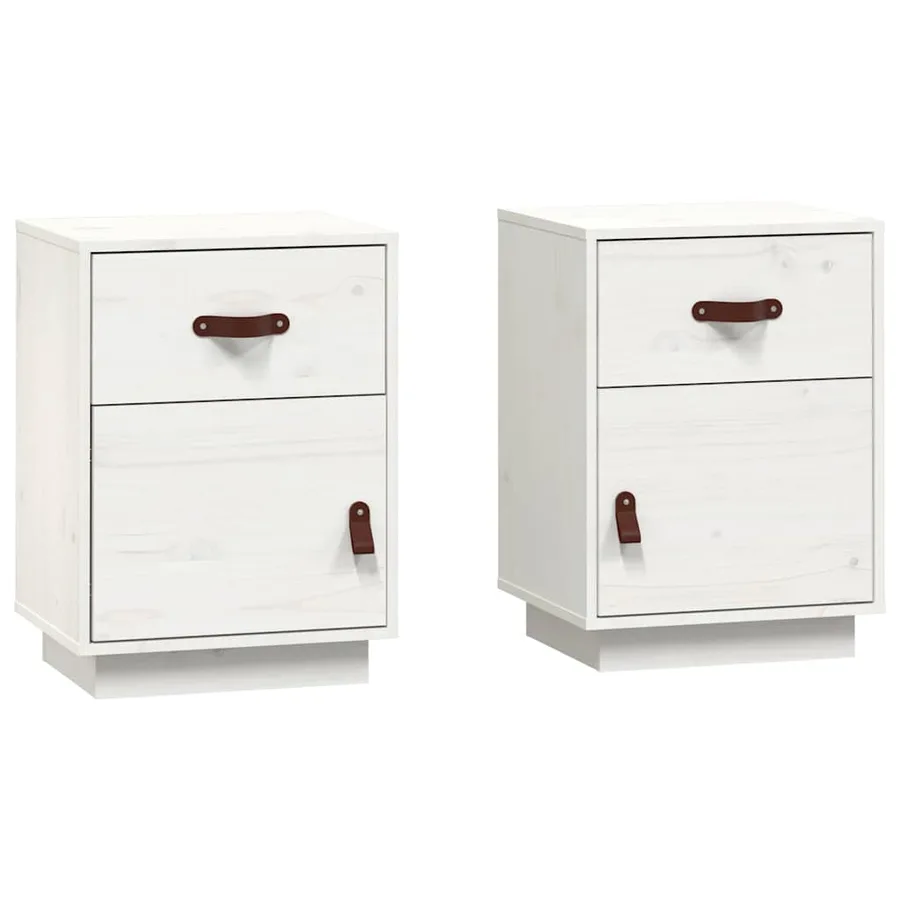 Tables de chevet 2 pcs Blanc 40x34x55 cm Bois de pin massif - 2