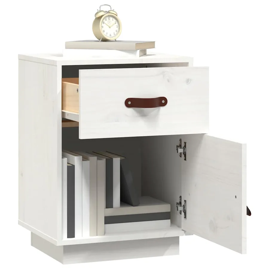 Tables de chevet 2 pcs Blanc 40x34x55 cm Bois de pin massif - 4
