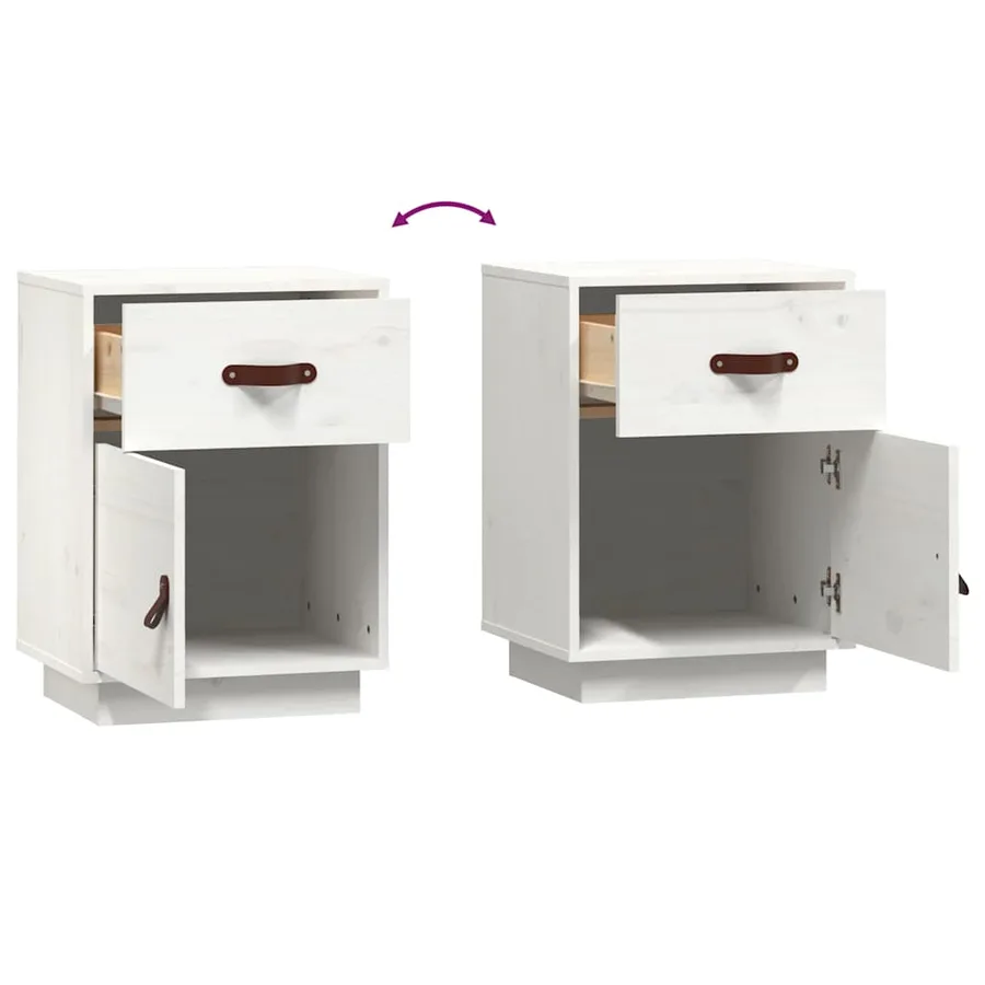 Tables de chevet 2 pcs Blanc 40x34x55 cm Bois de pin massif - 9